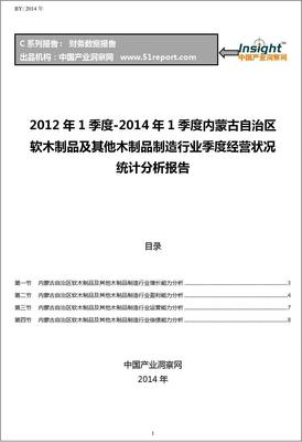 2012-2014年1季度內(nèi)蒙古自治區(qū)軟木制品及其他木制品制造行業(yè)經(jīng)營狀況分析季報